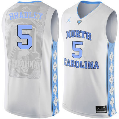 Men North Carolina Tar Heels #5 Tony Bradley College Basketball Jerseys Sale-White